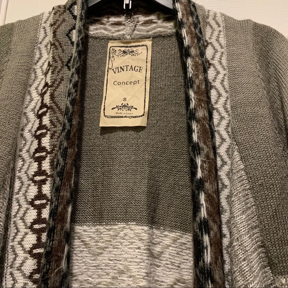 Vintage Concept Warm Fair Isle Fuzzy Knit Duster - Picture 4 of 9